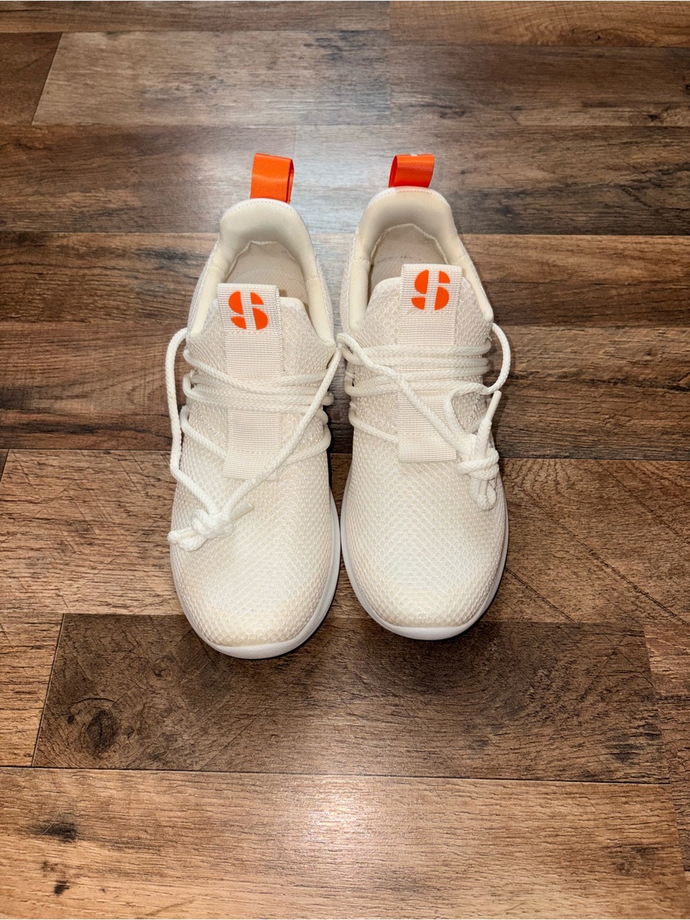 White Sneakers with Orange Accent - Lightweight Comfort
